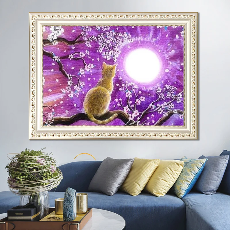 Yellow cat DIY personalized photo imitation diamond embroidery paint 5D embroidered square mosaic | Дом и сад