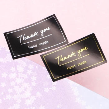 

60pcs/lot New Thank You Sticker Vintage Black Stickers Kraft Label Sticker DIY Hand Made For Gift Cake Baking Sealing Sticker