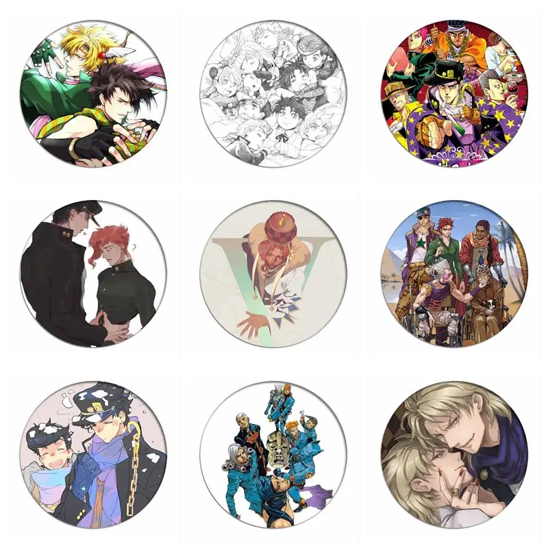 Jojo S Bizarre Adventure Cosplay Badges Jotaro Kujo Brooch Icon Collection Bag Breastpin For Backpacks Clothing Costumes Badge Aliexpress