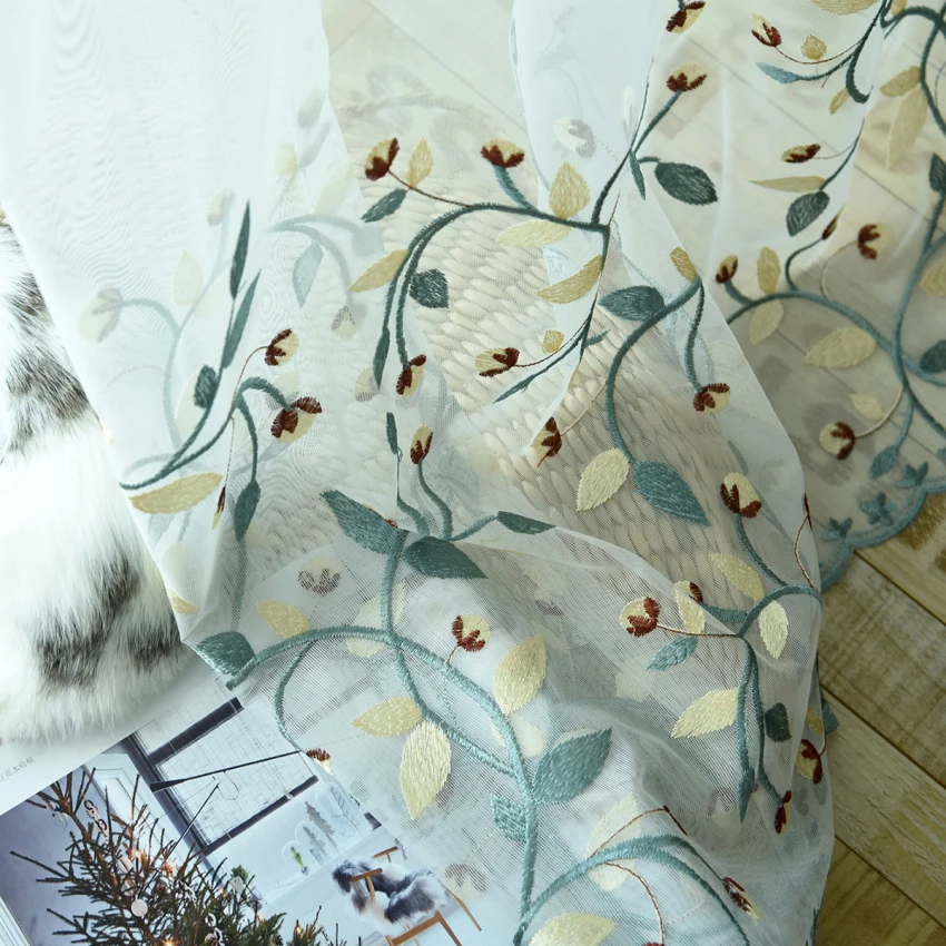 Садовая занавеска, ткань на заказ, белая Цветочная вышивка, занавеска для спальни, кухни, оконная занавеска, тюль, занавески, X429#30