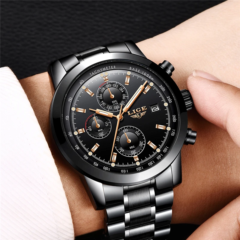 Relojes LIGE Mens Watches Brand Luxury Men Military Sport Luminous Wristwatch Male Leather Quartz Watch Clock relogio masculino