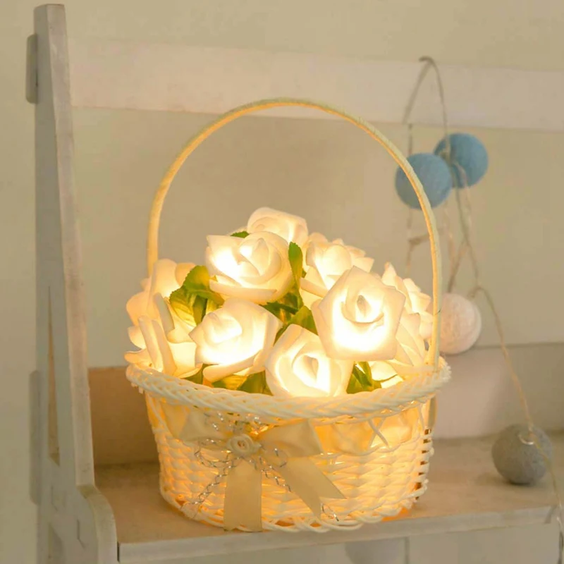 

20 leds Do Not Included Battery Operated Led Rose Flower Christmas Holiday String Lights For Valentine Wedding Party Decoration