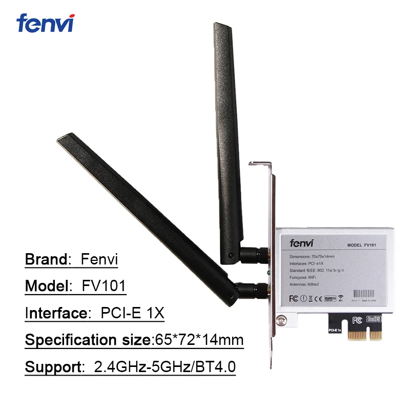 Fenvi Mini PCI-E к PCI-E X1 беспроводной адаптер конвертер с 2x антенной для настольного ПК половинного размера PCI Express WiFi сетевая карта