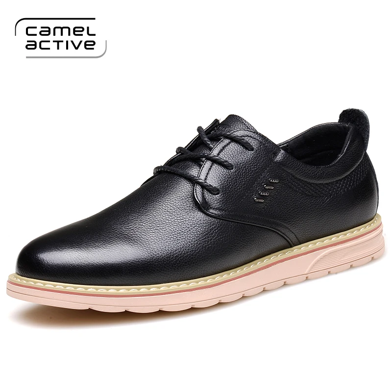 Camel Active 2018 New Men's Genuine Leather Casual Shoes Men Spring Autumn Men's Shoes Lace-Up Solid Men Flat with Shoes 1728