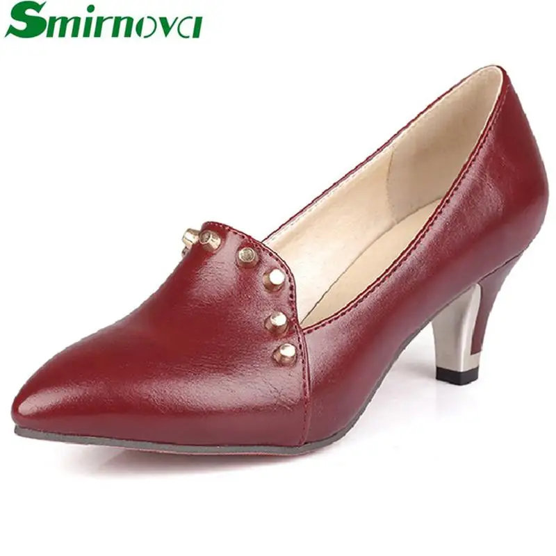 

2015 new fashion hot large size33-48 closed pointed toe spool thin high heels woman pumps high quality rivets office shoes woman