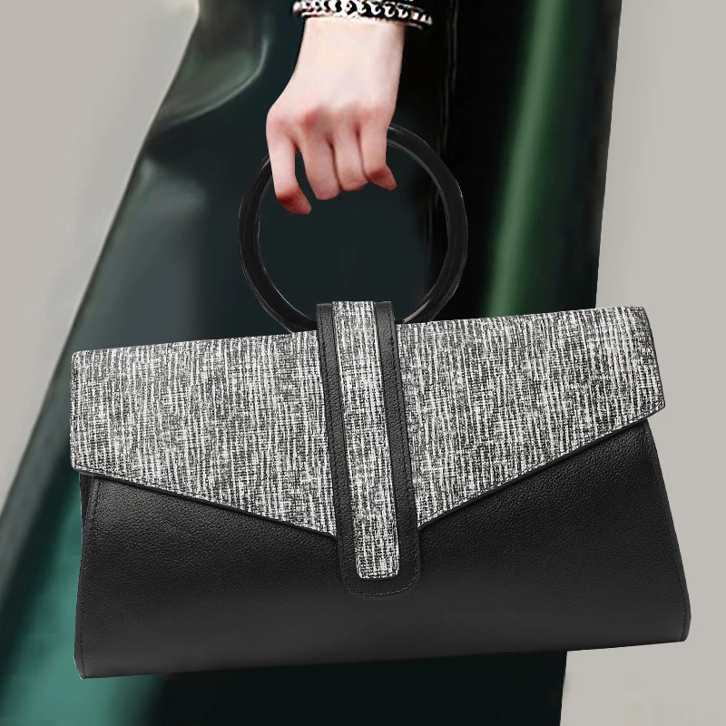 

Fashion Ring Handbag Genuine Leather Top Leather Top-handle Bag Women Modern Totes / Party Shoulder Crossbody Messenger Bags