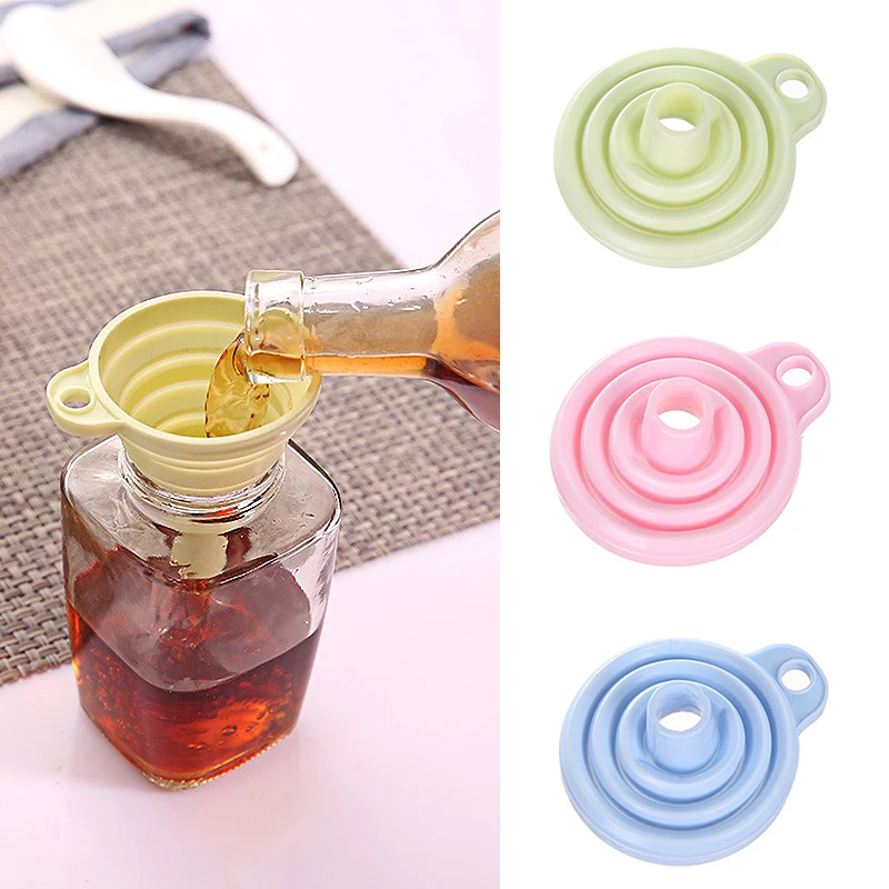 

Silicone Kitchen Accessories Kitchen Cooking Tools Foldable Collapsible Style Mini Round Mouth Nordic Style 3 Colors Funnel