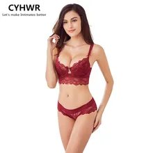 2017 New Lace bra set 32 42 ABCD Bra and Panty Sets Red Push Up Embroidery