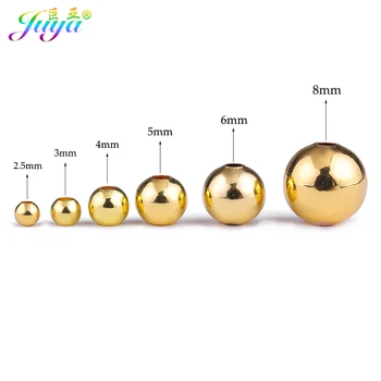 

Juya DIY Needlework Beads Supplies Gold/Rose Gold/Black 2.5mm/3mm/4mm/5mm/6mm/8mm Copper Beads For Braid Beading Jewelry Making