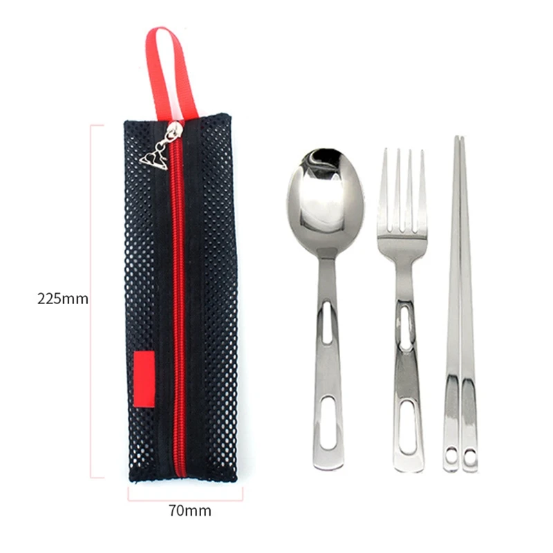 

Outdoor tableware cutlery set camping travel portable single tableware (Send black storage bag)