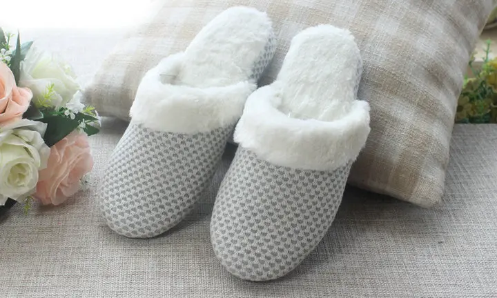 Home Slippers Women Men Plush Slipppers Knit Style Female House Indoor couple Bedroom Floor Slippers Solid Fur for Lovers (4)