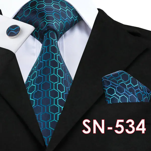 Hi-Tie мода 40 стилей Gravata Галстук Hanky комплекты запонок шелк галстуки для мужчин Бизнес Свадебная вечеринка - Цвет: SN534