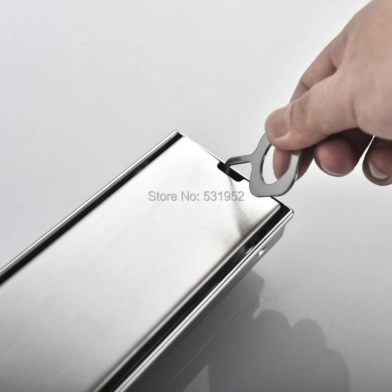High Quality 80CM SUS304 Stainless Steel Floor Drain Tile Insert Rectangular Anti-Odor Shower Floor Drain Gate Drain
