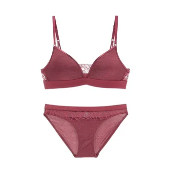 

Wire free thin cup comfortable sleep underwear lace deep-v neck Bralette seamless panties sexy women fashion lingerie intimates