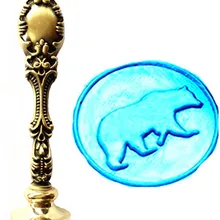 Винтажный милый медведь изображение на заказ логотип роскошный воск печать штамп латунь Павлин металлическая ручка подарочный набор