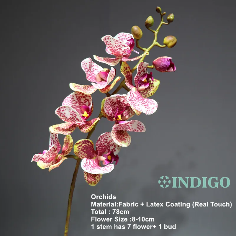 Индиго-фаленопсис Орхидея шелк настоящий цветок искусственный цветок свадебный цветок орхидеи, цветочный для рождественской вечеринки - Цвет: 1 piece 78cm coffee