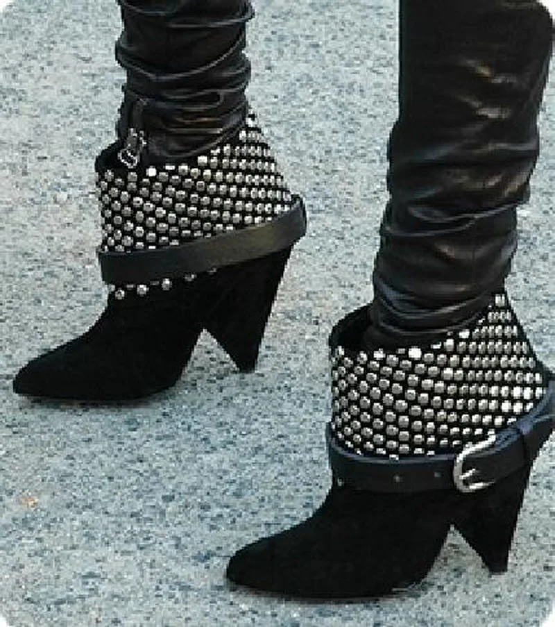 pointed booties heels