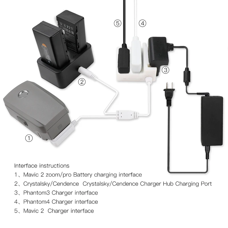 

mavic 2 pro zoom / CrystalSky Battery Charging Conversion Adapter Hub for dji Phantom 3 / 4 Mavic 2 Charger Connection charging