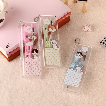 

Creative Small animal compasses set with pencil refill Box packing Drawing tools stationery compasses for students school supply