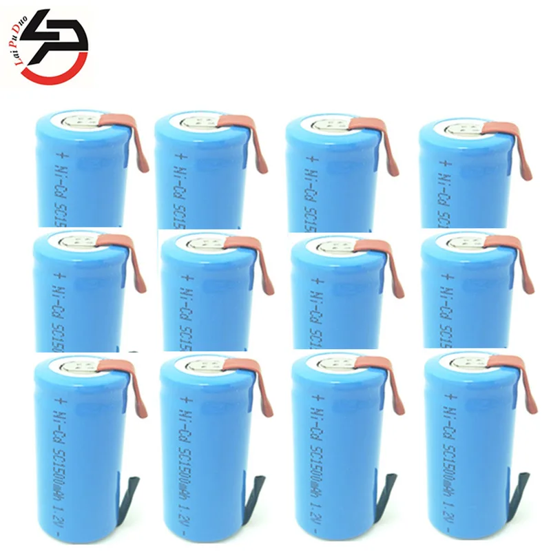 

SC Battery Cell Subc Batteria Rechargeable NI-CD 1500mAh 1.2V Power Bank SC Accumulator 12 Pack