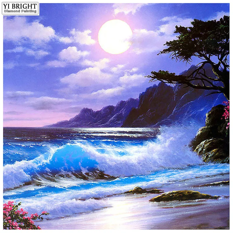 3D diamond embroidery scenery pattern full resin diamond mosaic picture home decor diy diamond painting cross stitch kits moon 
