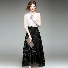 Натуральные шелковые платья для женщин Весна Лето Мода o-образным вырезом геометрические Emboridered без рукавов лоскутное тонкое шелковое платье S-XL
