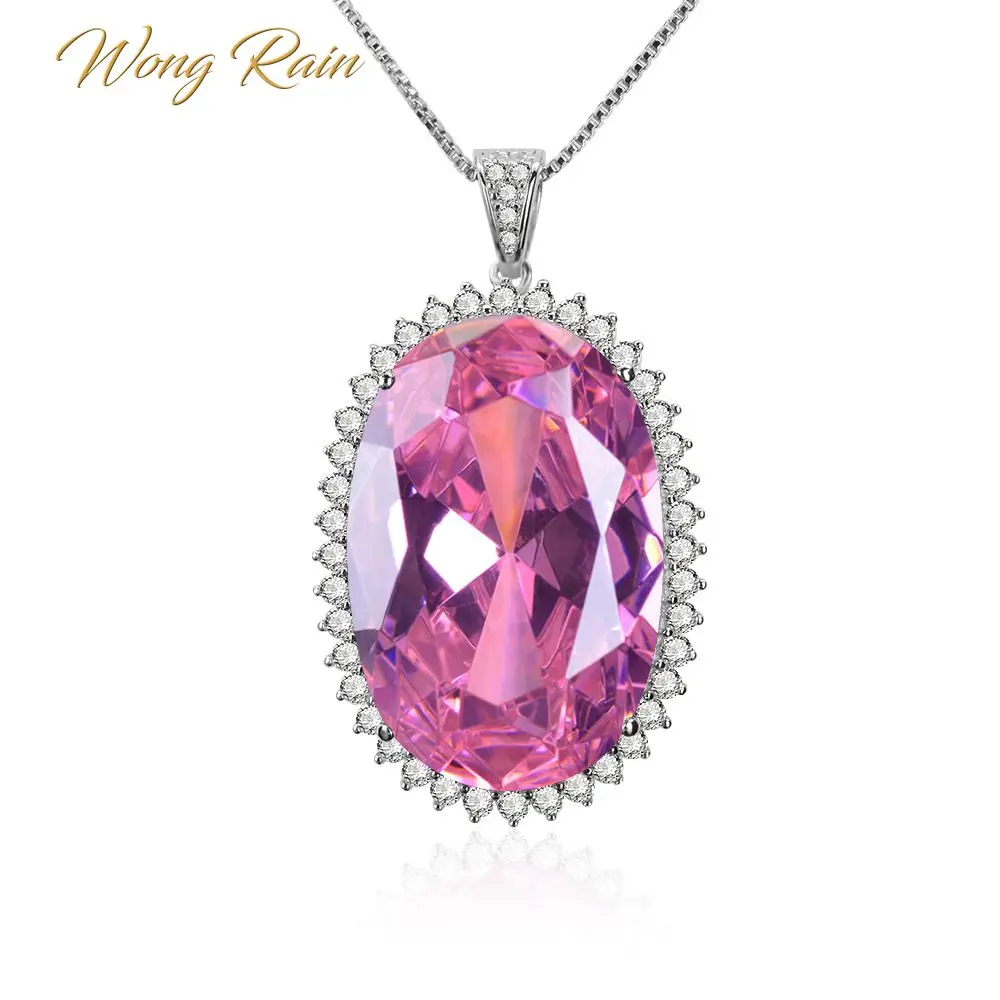 Wong Rain Luxury 925 Sterling Silver Huge 20 * 30 MM Oval Ruby Sapphire Gemstone Pendant Necklace Jewelry For Women Wholesale | Украшения и