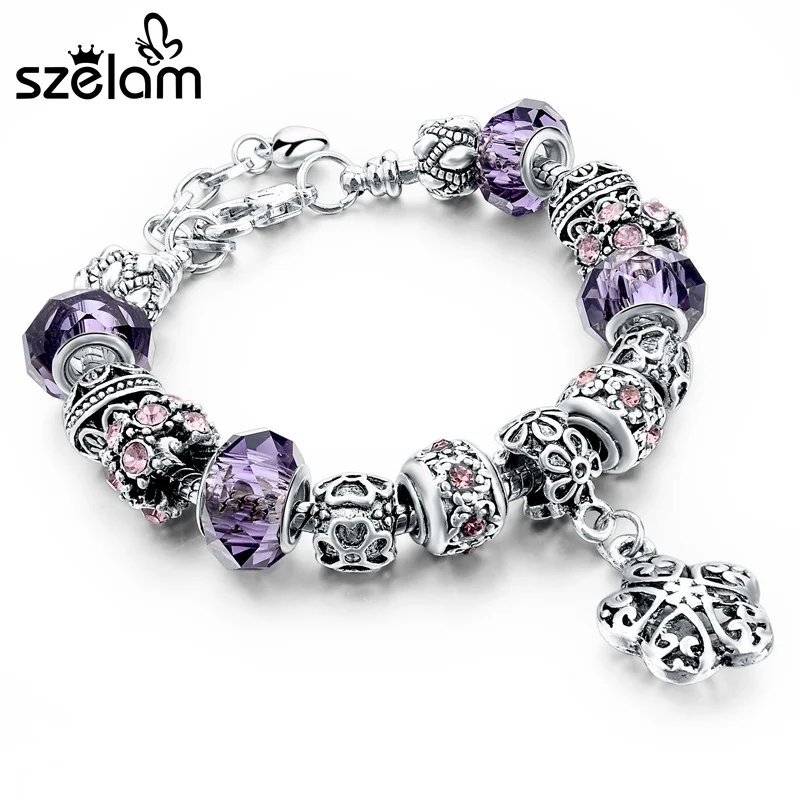 Женский серебряный браслет с бусинами из муранского стекла|bracelets for|bracelets for womenblue