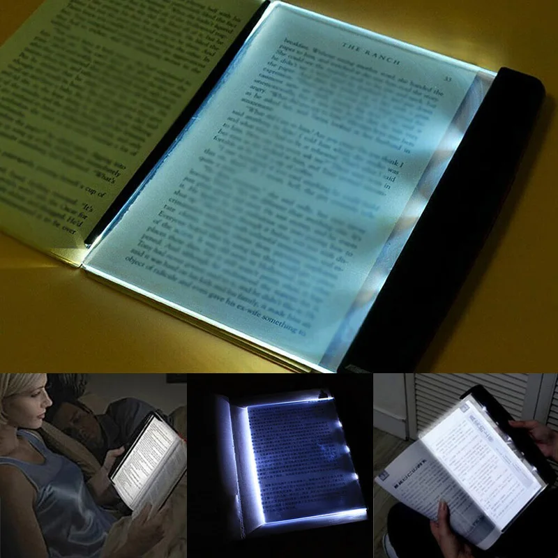 

LED Book Light Reading Night Lights Flat Plate Eyes Protect Car Travel Panel Desk Lamp TN99