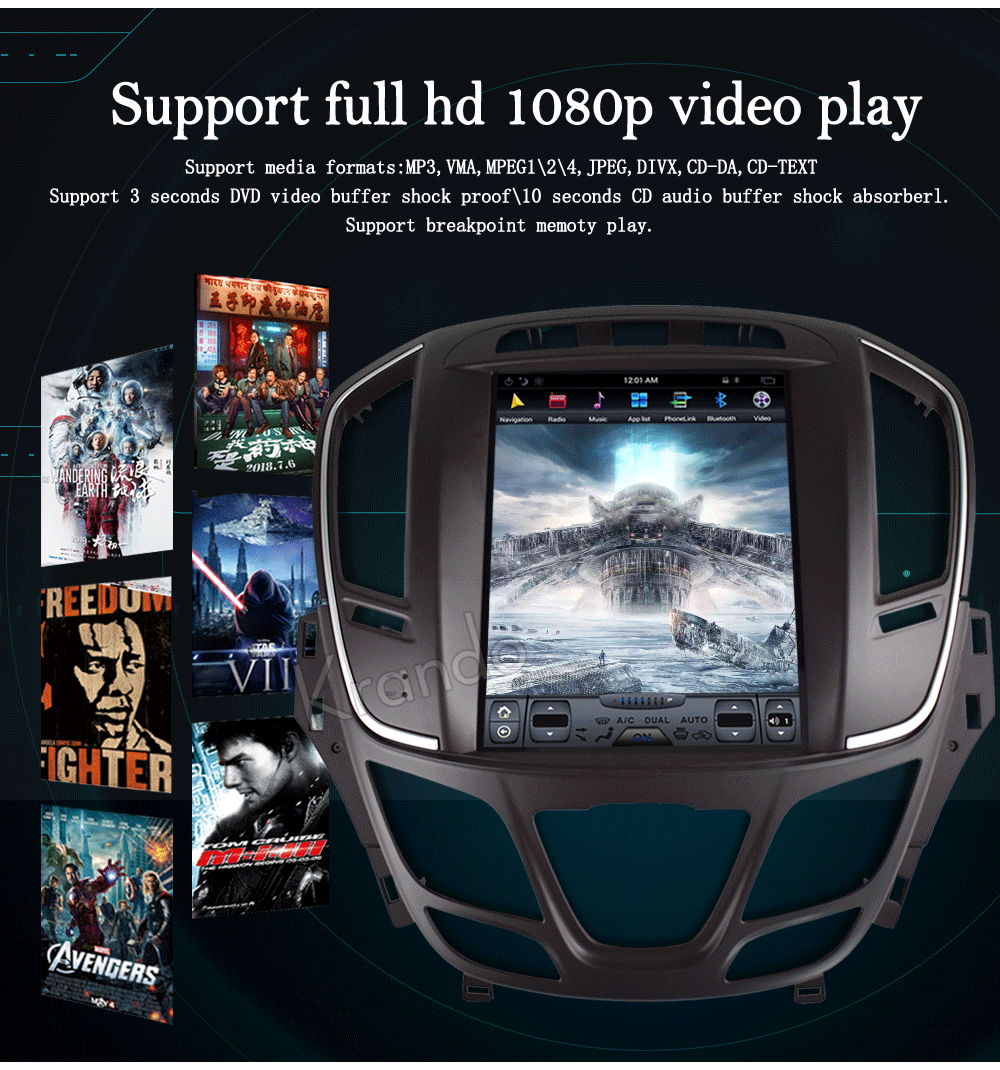 Excellent Krando Android 8.1 10.4" Tesla Vertical touch screen car radio player for Buick Regal 2014+ navigation entertainment system 9