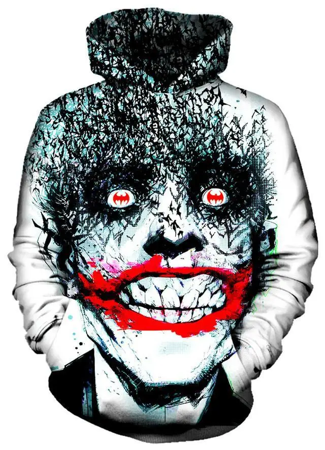 

2018 3D Printed Heath Ledger The Joker Dark Knight Hoodies Famous Brand Harajuku Oversized Hip Hop Men Sweatshirt