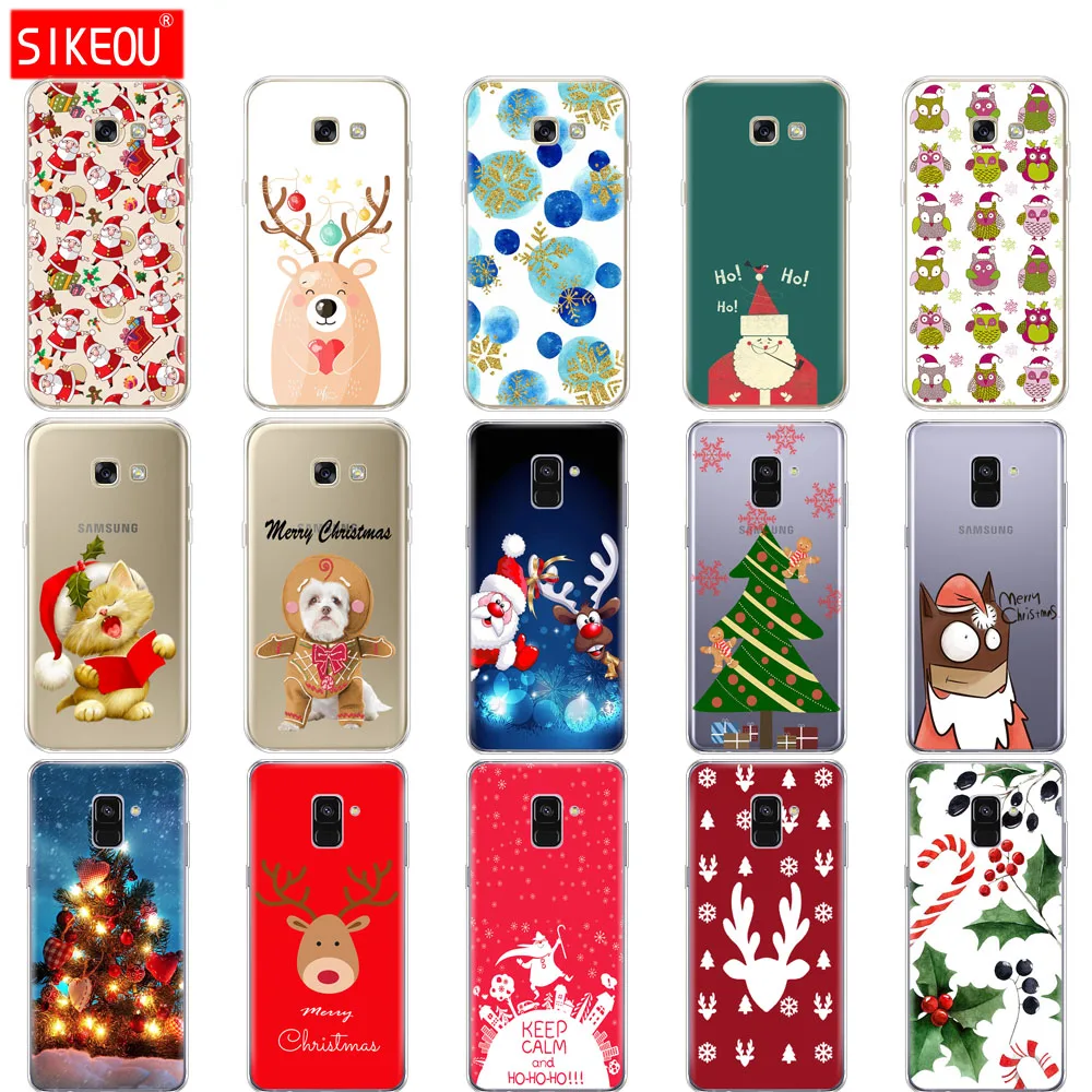 

Silicone phone case cover for Samsung Galaxy A6 A8 2018 A7 2016 2017 Santa Claus Merry Christmas tree