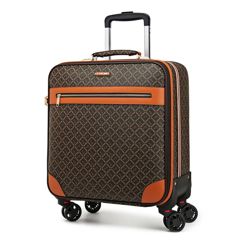Новинка, винтажный коричневый чемодан на колёсиках, женская сумка для переноски, чемодан для путешествий, мужской Спиннер, брендовые чемоданы на колесиках - Цвет: 16 inch