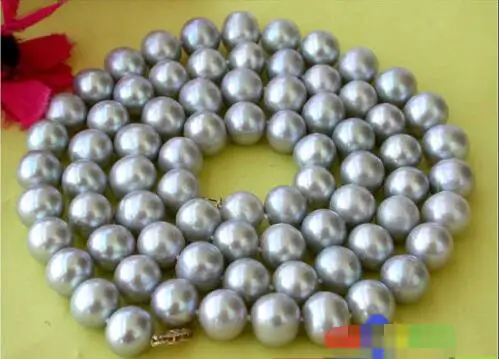 

Free shipping hot sale Women Bridal Wedding Jewelry >>AAA 33" 12mm GRAY FRESHWATER PEARL NECKLACE 14Kt