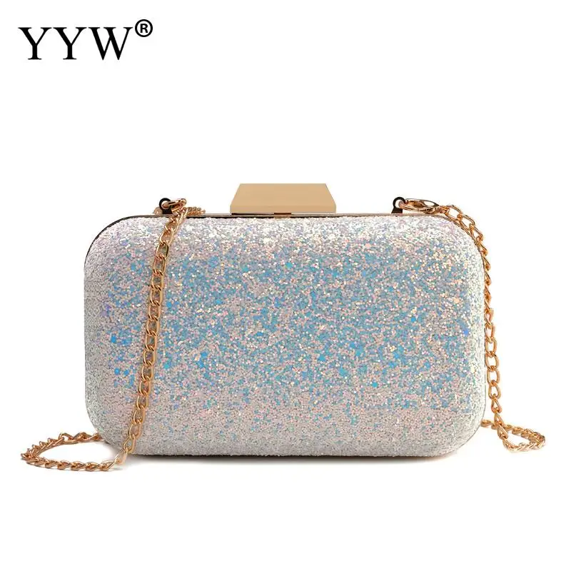2018 الأزياء الفضة مساء أكياس حزب الزفاف حقيبة يد المرأة الترتر الكتف براثن أكياس سيدة Crossbody مراهق فتاة محافظ