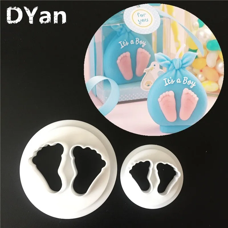 

Free Shipping 2pcs/Set Baby Feet Sugar Cakes Printing Molds Biscuits Mold Baking Mold Tools Fondant Cake Cutter Mold A1271