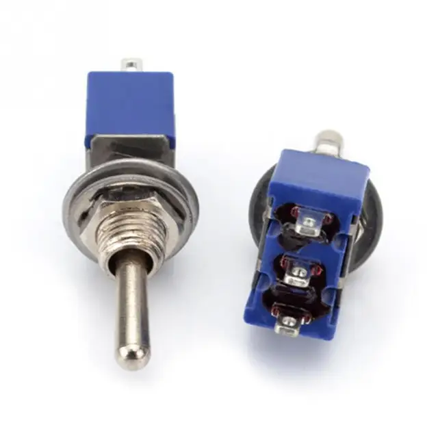 5pcs/set Toggle Switch AC 2 Position 3 Terminals ON/OFF SPDT Dark Blue 6mm