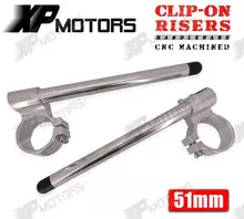New Motorcycle 51mm CNC High Lift 1″ Raised Riser Clip-On Handlebars Universal Fit 51mm Forks Silver