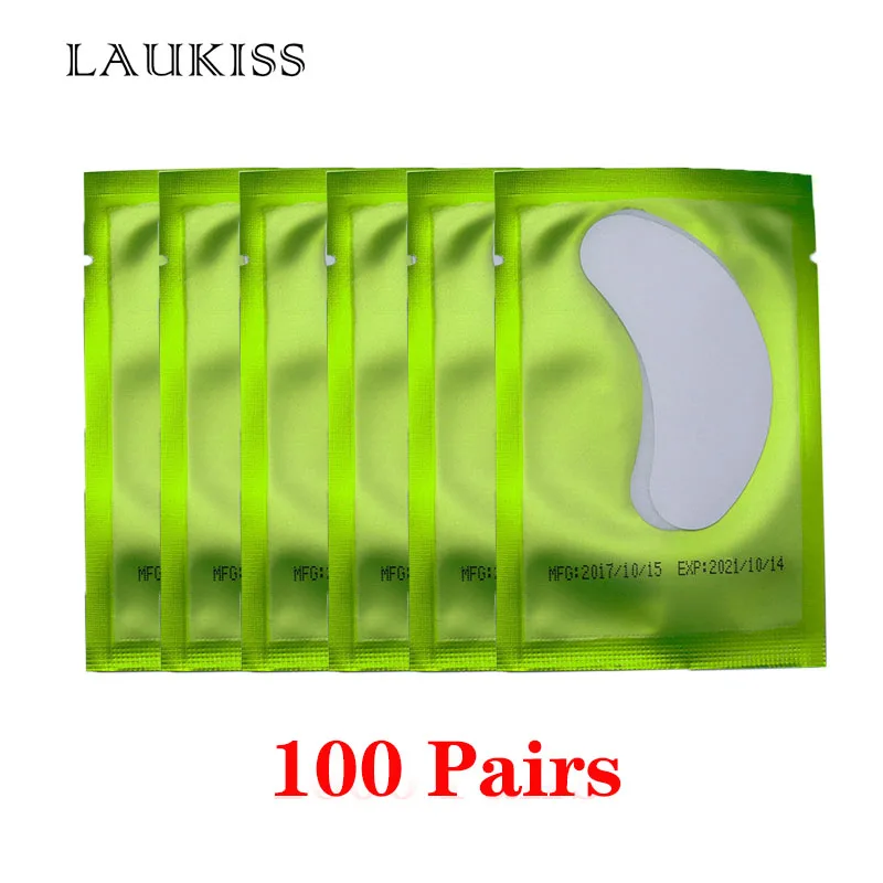 100Pair Green 25/50/100 пар/лот Пластыри для ресниц наращивания кругов под глазами колодки Бумага патчи розовый Безворсовая наклейки Ткань для ресниц накладных - Цвет: 100Pair Green