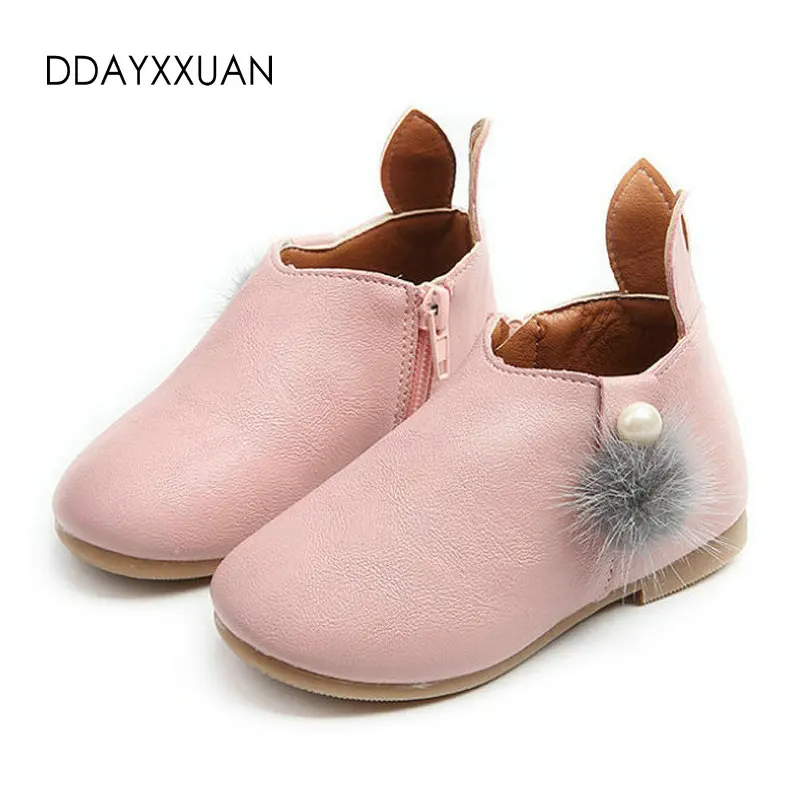 

Princess Girls Boots Autumn Rabbit Baby Shoes PU Leather Flat Toddler Shoes Outdoor Fashion Boots Girls Kids Sneakers size 21-30