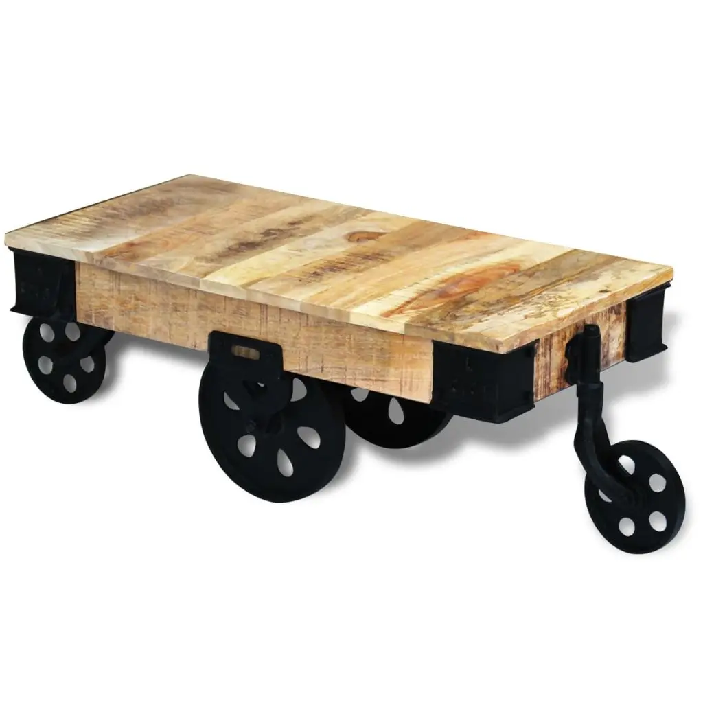 VidaXL Coffee Table With Wheels Rough Mango Wood|coffee Table With - VidaXL Coffee Table With Wheels Rough Mango Wood|coffee Table With