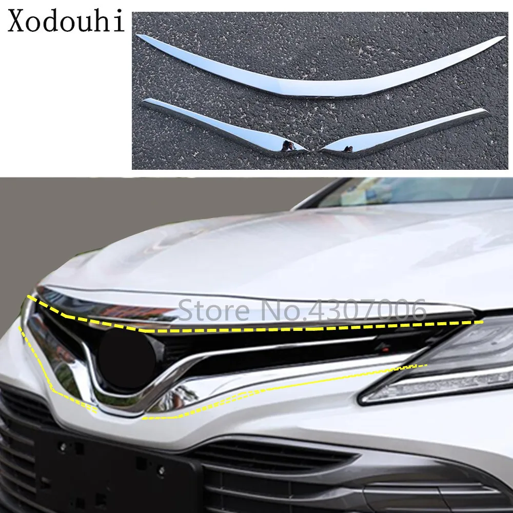3PCS Silver Chrome Front Hood Grille Grid Cover Trim For TOYOTA CAMRY 2018