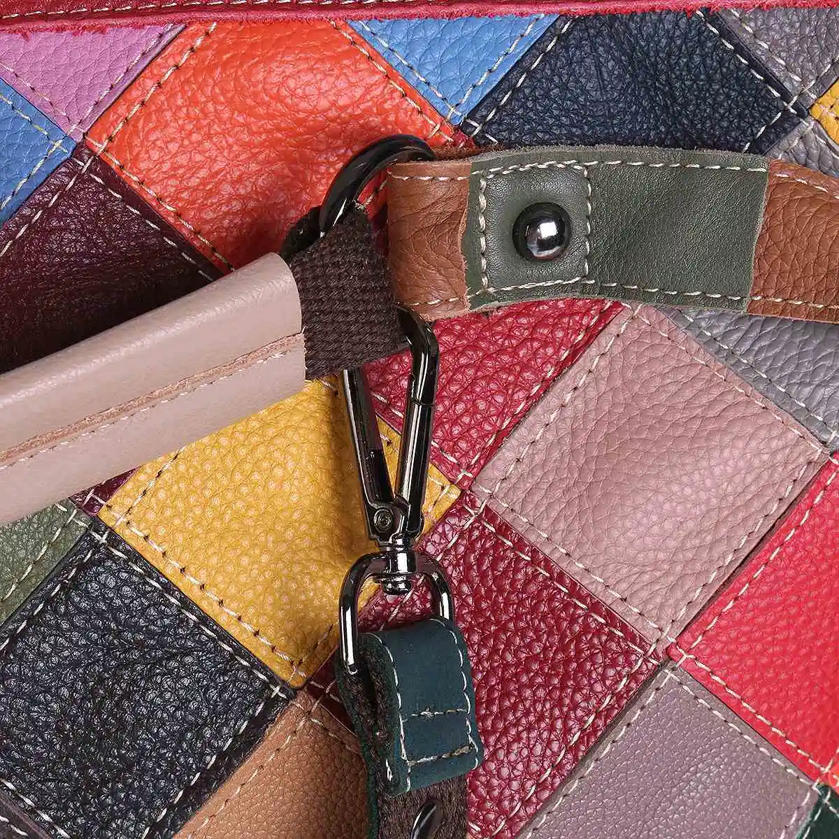 Female Patchwork Genuine Leather Handbags Large Capacity Women luxury Shoulder Bags Ladies Totes Crossbody Bags Random Color