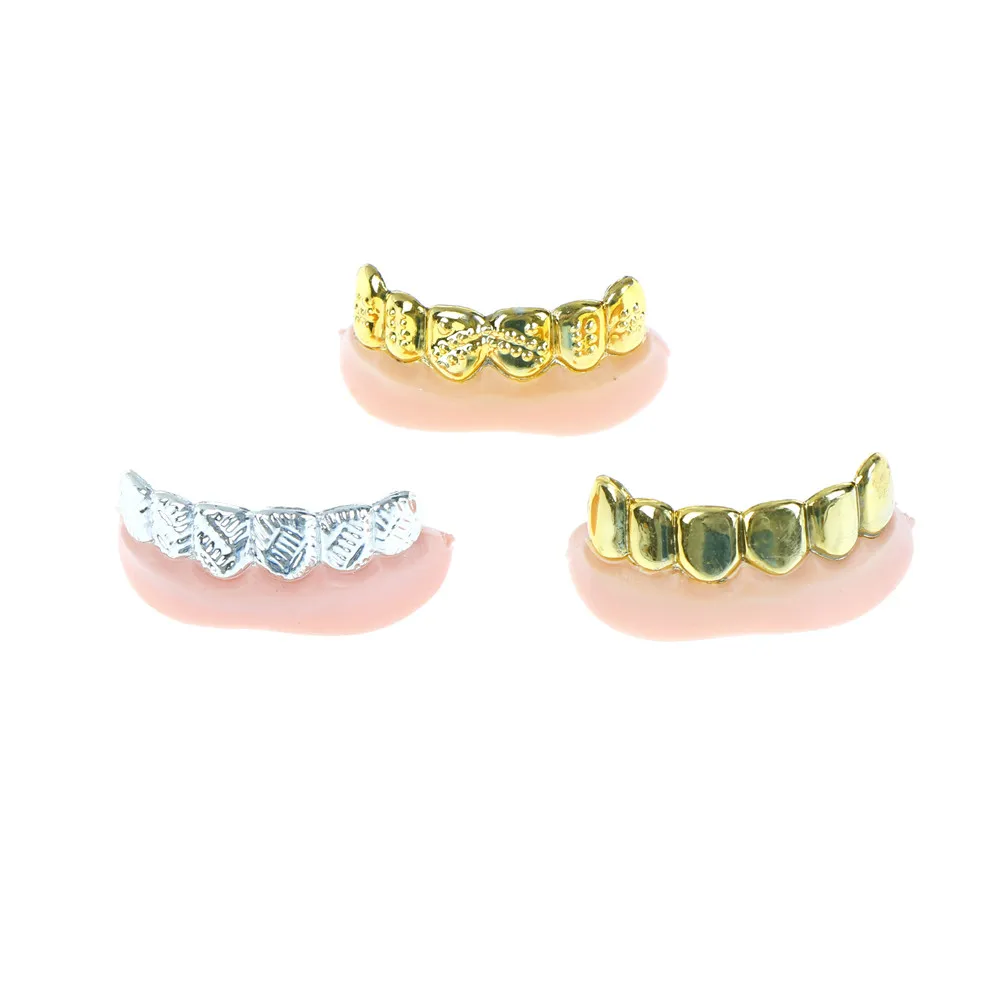 

Halloween Decoration Golden Silver Fake Teeth Bulk Party Bling Grills Plated Teeth 1PC