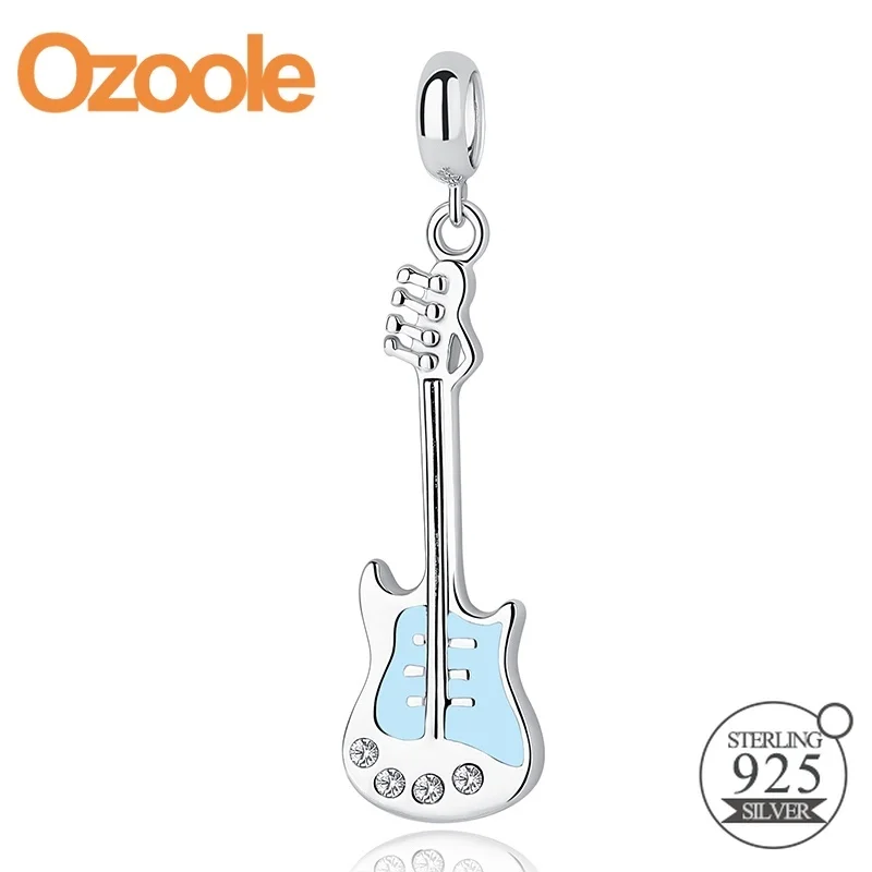 

Authentic 925 Sterling Silver Electric Guitar Pendant Charm Bead Enamel fit European Beads Charms Bracelets Jewelry