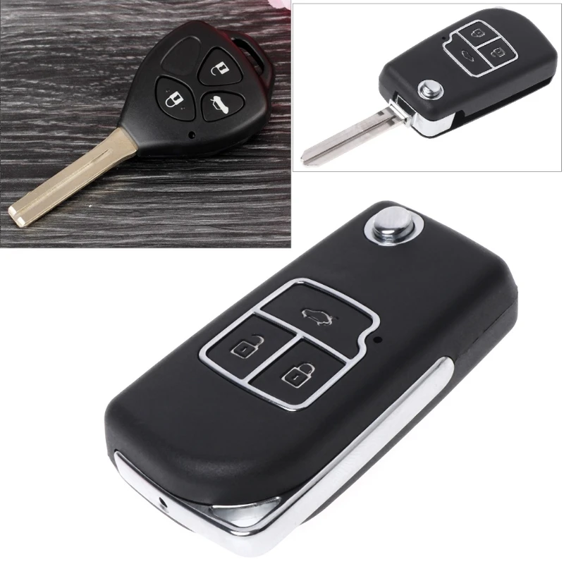 

Hot New 1 Pc 3 Buttons Auto Car Flip Folding Key Shell Case Car Protective Cover For Toyota Camry Corolla Reiz RAV4 Crown 10166