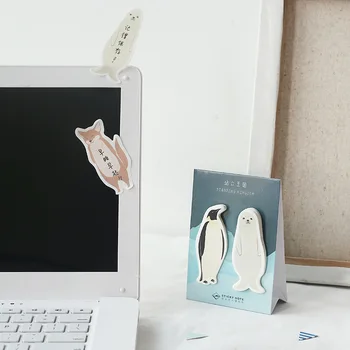 

24 pcs/Lot Standing animal memo note Cute bear pig penguin lion Bookmark sticker Office planner schedule School supplies A6594