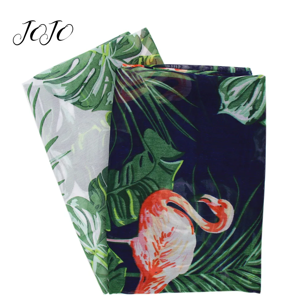 

JOJO BOWS 45*150cm Chiffon Cloth Fabric For Needlework Flamingo Leaf Printed Sheet For Craft Home Textile Apparel Sewing Decor