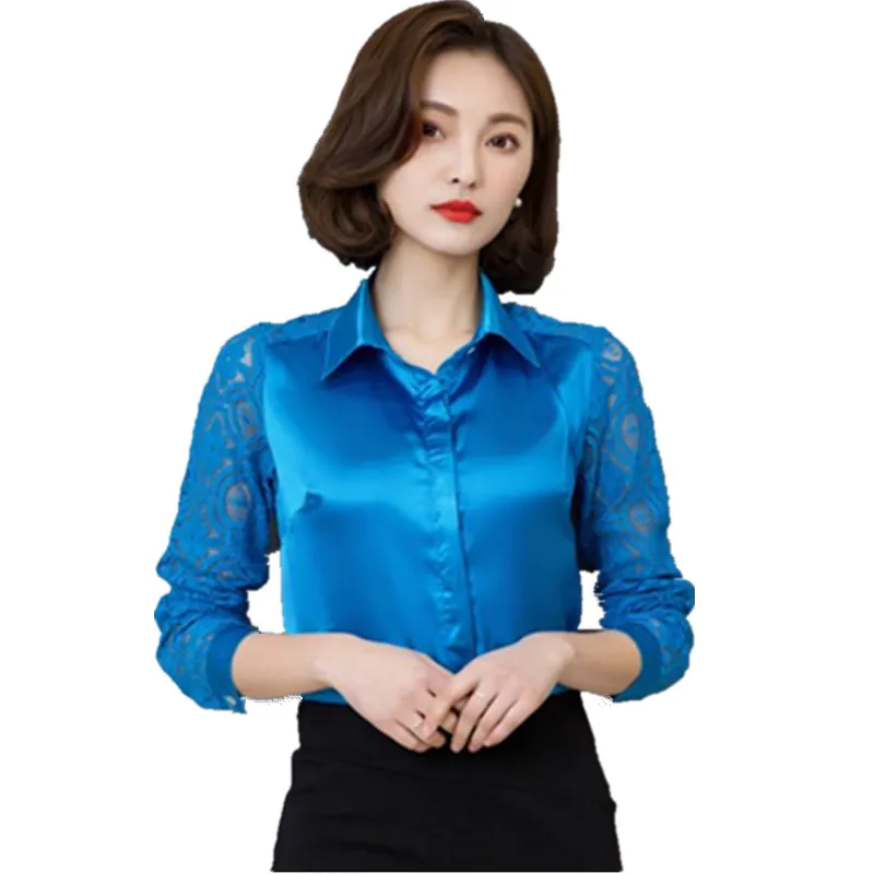 Online Get Cheap Ladies Work Blouse -Aliexpress.com Alibaba Group 2017 Spring long sleeve lace patchwork chiffon satin women work wear satin blouses lady formal OL satin tops silk shirts CM842 - Online Get Cheap Ladies Work Blouse -Aliexpress.com Alibaba Group