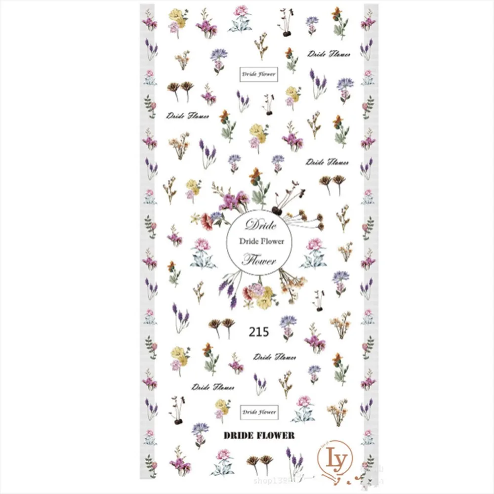 1 лист сушеные цветы наклейки для дизайна ногтей s Туманность ультратонкие 3d наклейки для ногтей цветочный цветок наклейки для ногтей Цветущая наклейка для ногтей